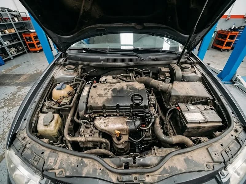 Motor sujo e com óleo