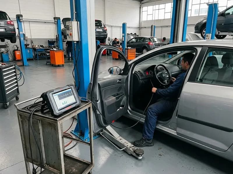 Máquina de diagnóstico ligada a um carro