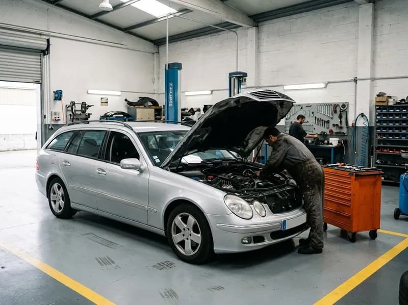 Carrinha Mercedes em revisão